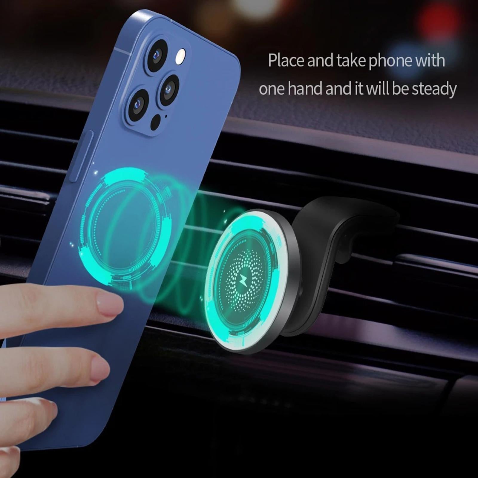 Magnetic Wireless Car Charger Auto-Alignment 15W for MagSafe 12 Pro Max Black