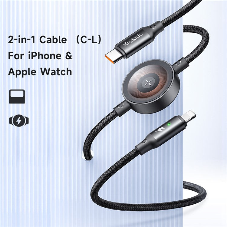 MCDODO CA-5680 2-in-1 Data Cable Type-C to iP + Watch Wireless Charger 36W 1.5m