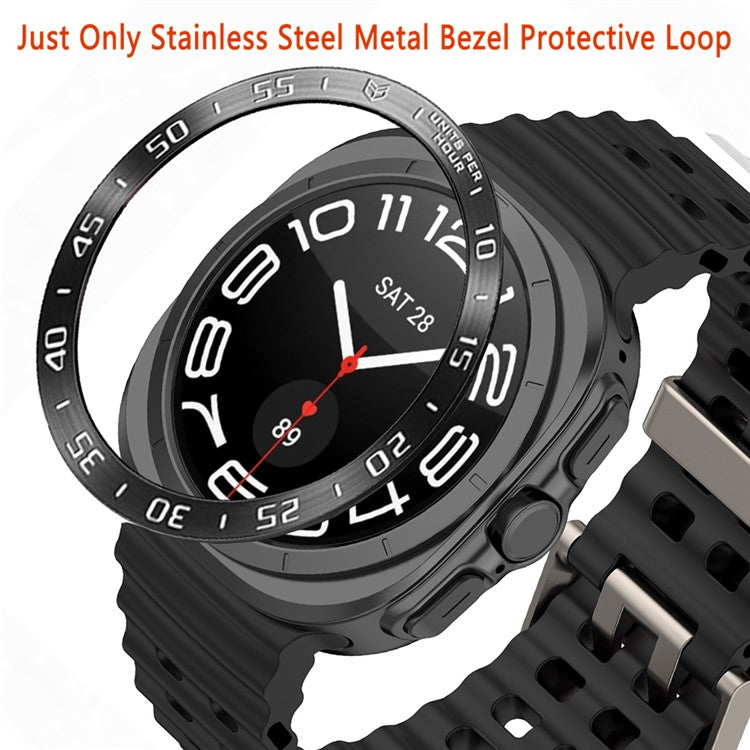 Type A for Samsung Galaxy Watch Ultra 47mm Bezel Ring Stainless Steel Metal Bezel Styling Dial Circle - Blue / White Characters
