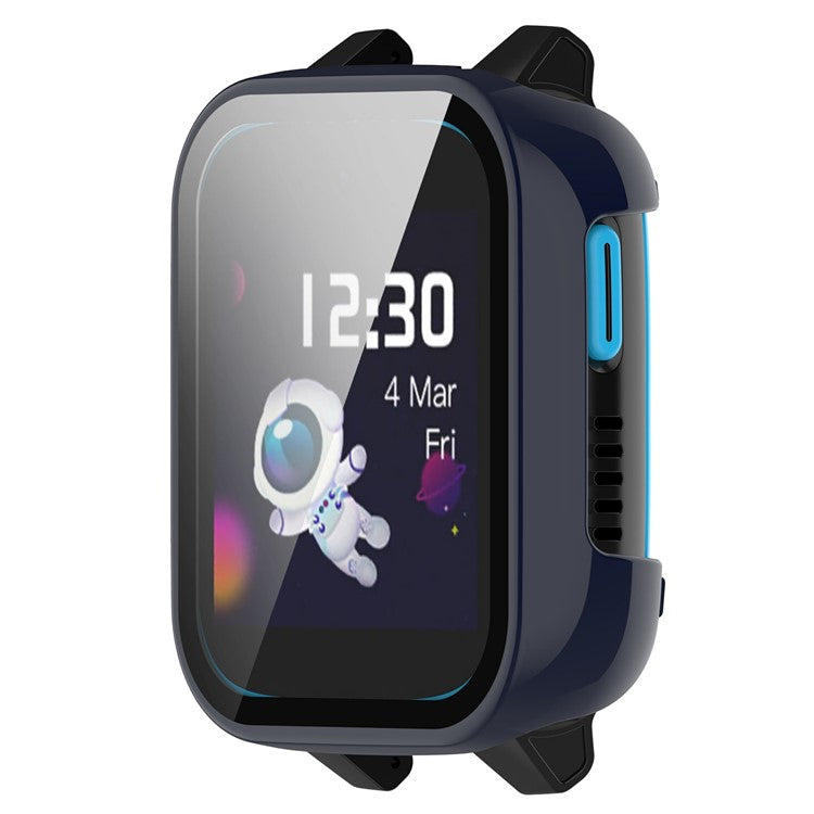 For Xplora XGO3 Hard PC Watch Case Overall Protective Cover with HD Tempered Glass Film - Dark Blue