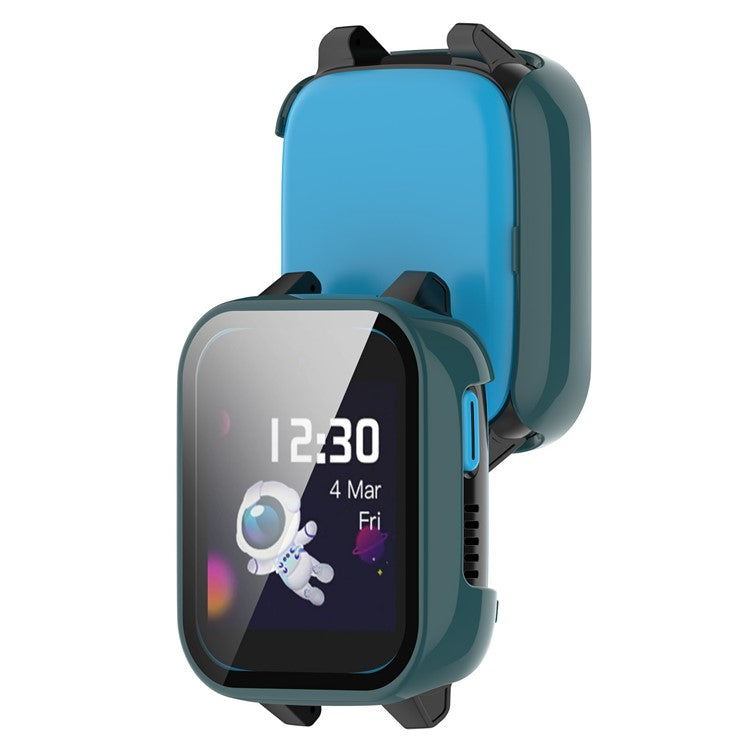 For Xplora XGO3 Hard PC Watch Case Overall Protective Cover with HD Tempered Glass Film - Green
