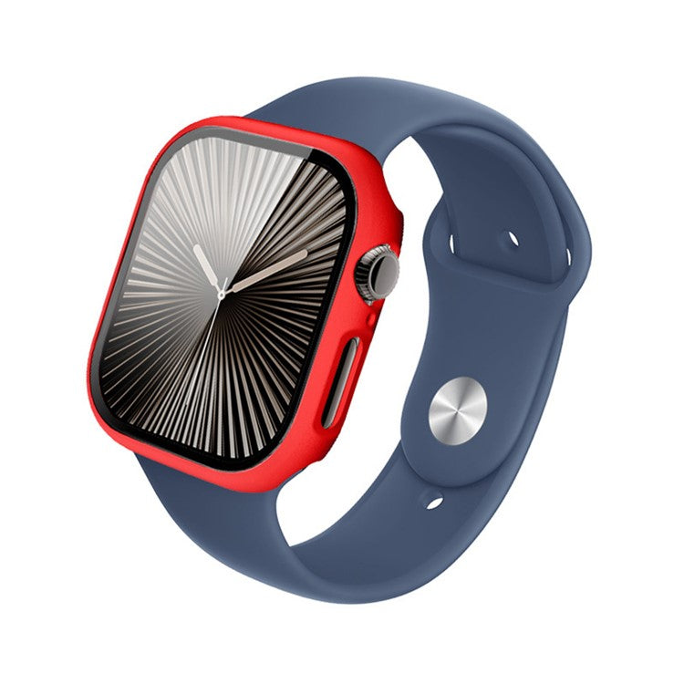 IMAK For Apple Watch Series 10 46mm Case Full Protection Integrate Watch PC Cover with Tempered Glass Film - Red
