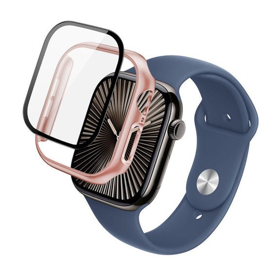IMAK For Apple Watch Series 10 46mm Case Full Protection Integrate Watch PC Cover with Tempered Glass Film - Rose Gold