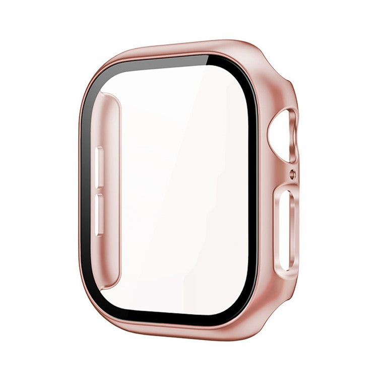 IMAK For Apple Watch Series 10 46mm Case Full Protection Integrate Watch PC Cover with Tempered Glass Film - Rose Gold