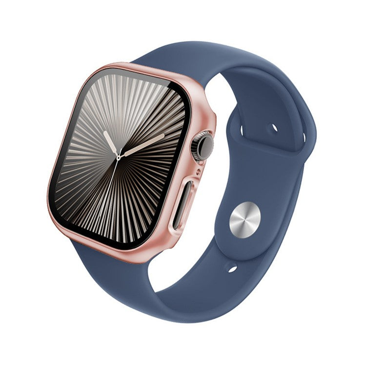 IMAK For Apple Watch Series 10 46mm Case Full Protection Integrate Watch PC Cover with Tempered Glass Film - Rose Gold