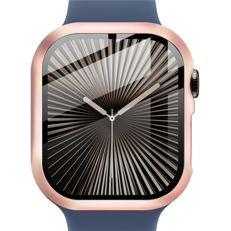 IMAK For Apple Watch Series 10 46mm Case Full Protection Integrate Watch PC Cover with Tempered Glass Film - Rose Gold