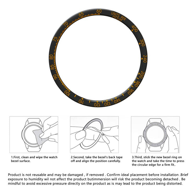 For Garmin Fenix 8 47mm Watch Bezel Scale Design Stainless Steel Protective Ring - Black + Orange