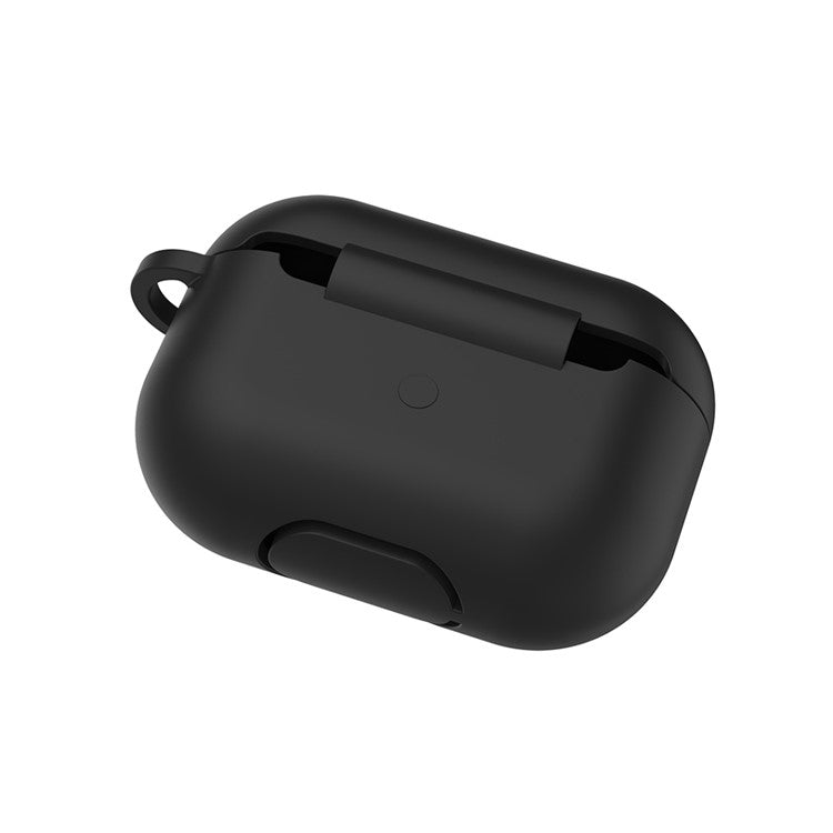 Solid Color Wireless Earphone Silicone Protective Case Cover for Airpods Pro - Black