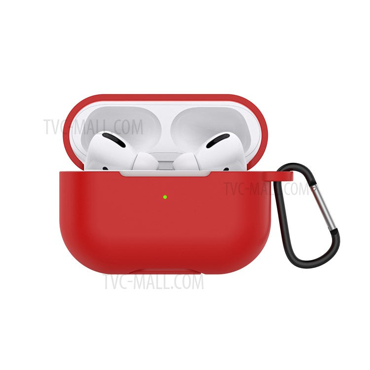 Solid Color Wireless Earphone Silicone Protective Case Cover for Airpods Pro - Red