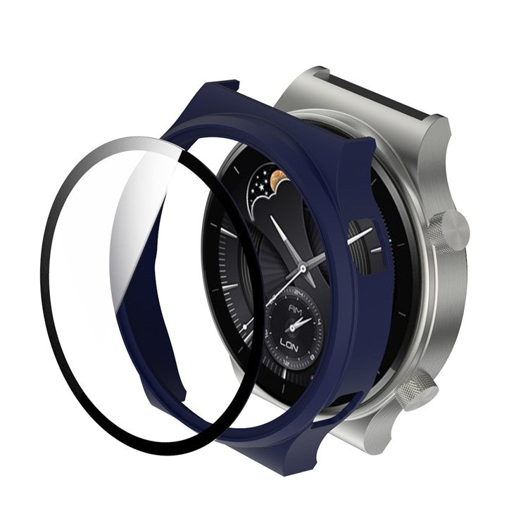 Smartwatch Electroplated Matte PC Frame Cover with Tempered Glass Screen Protector for Huawei Watch GT 2 Pro - Blue