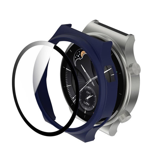 Smartwatch Electroplated Matte PC Frame Cover with Tempered Glass Screen Protector for Huawei Watch GT 2 Pro - Blue