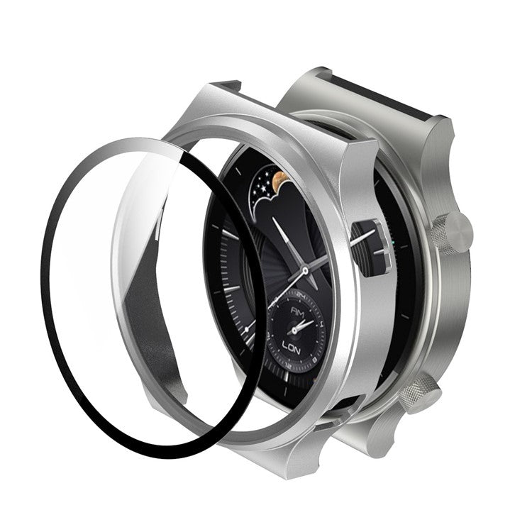 Smartwatch Electroplated Matte PC Frame Cover with Tempered Glass Screen Protector for Huawei Watch GT 2 Pro - Silver
