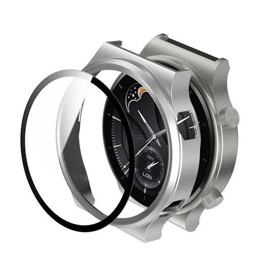 Smartwatch Electroplated Matte PC Frame Cover with Tempered Glass Screen Protector for Huawei Watch GT 2 Pro - Silver