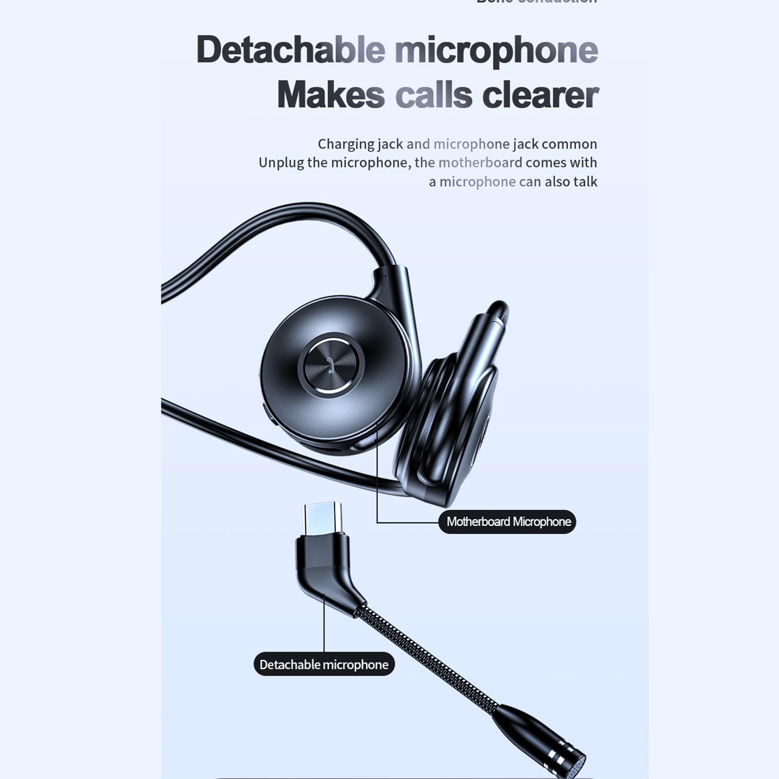 Bone Conduction Headphones with Mic for Running Driving Low Latency Black