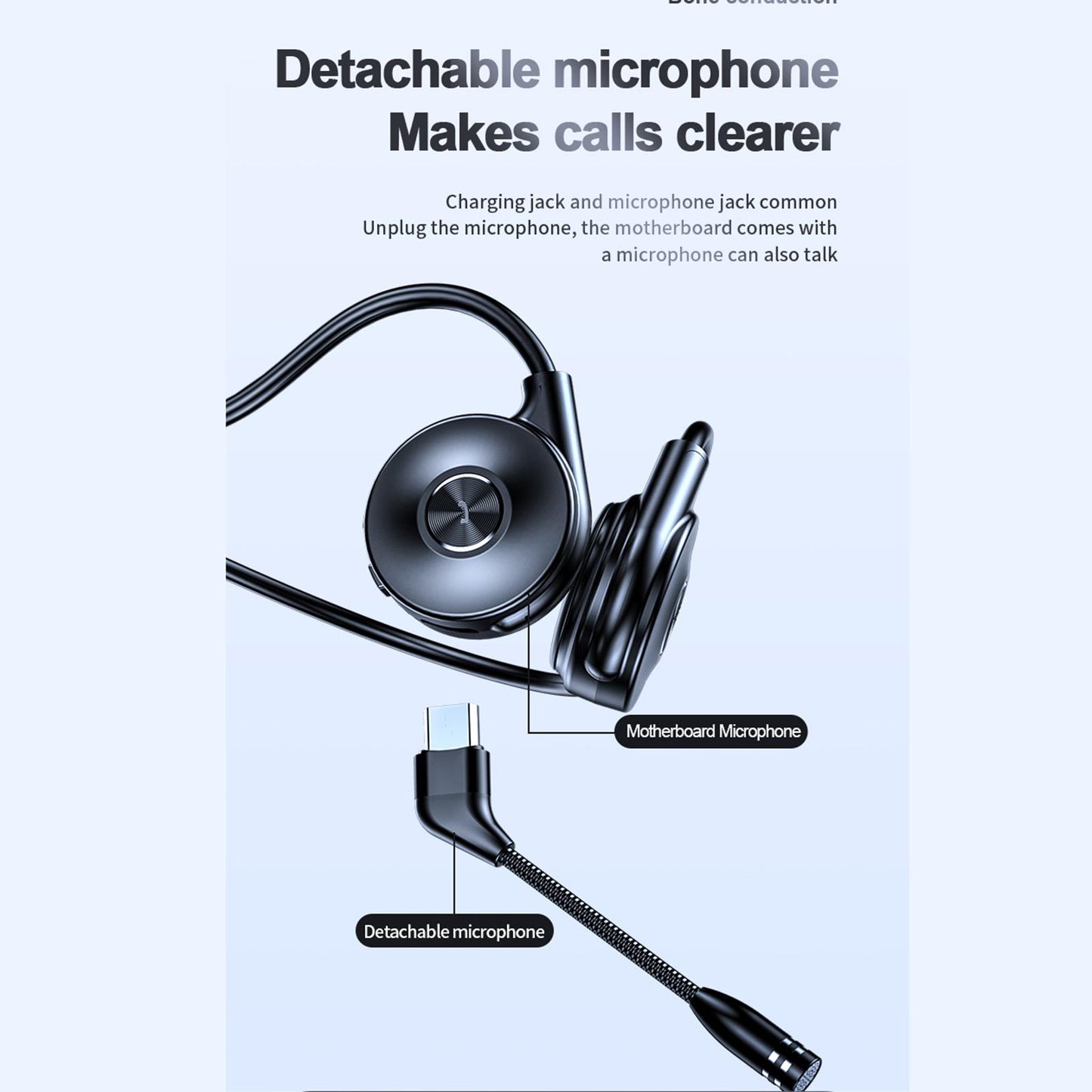 Bone Conduction Headphones with Mic for Running Driving Low Latency Black