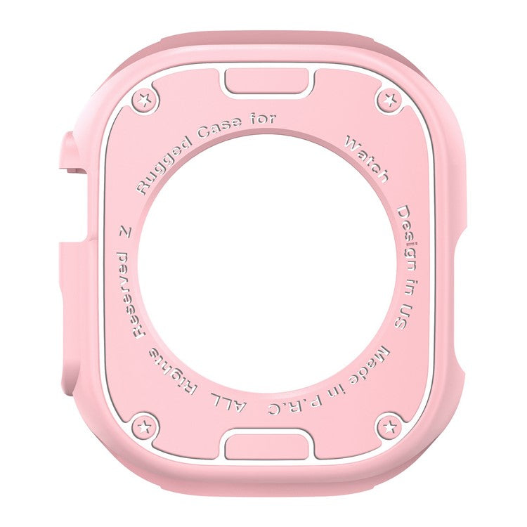 For Apple Watch Ultra 2 49mm / Ultra 49mm Carbon Fiber Texture TPU Watch Case Cushion Reinforced Corners Shockproof Protective Bumper Frame Cover - Pink