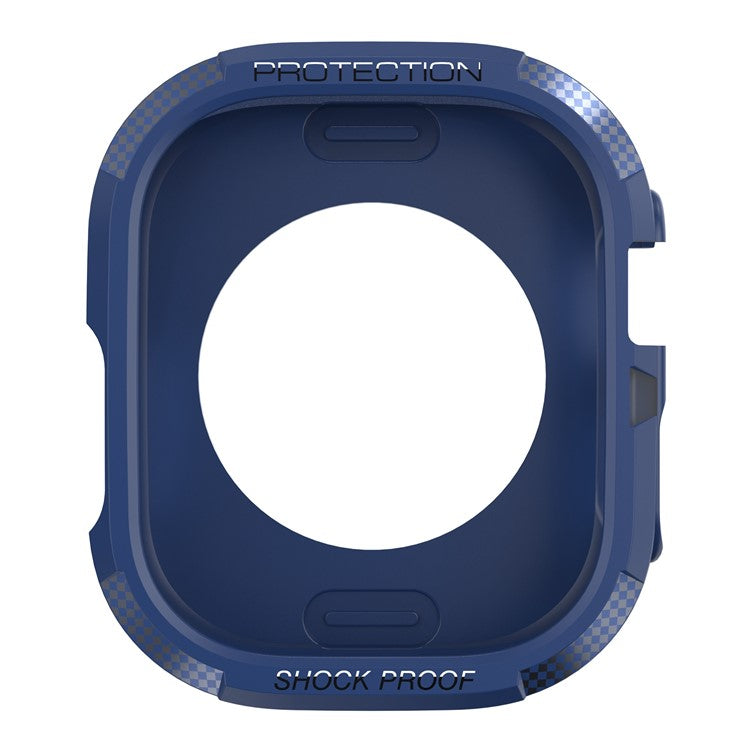 For Apple Watch Ultra 2 49mm / Ultra 49mm Carbon Fiber Texture TPU Watch Case Cushion Reinforced Corners Shockproof Protective Bumper Frame Cover - Blue