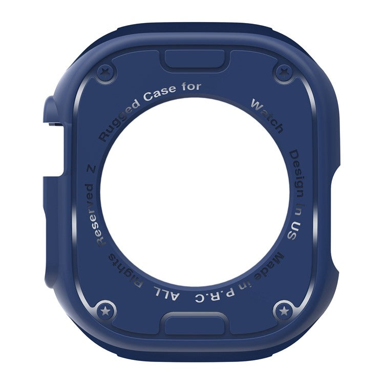 For Apple Watch Ultra 2 49mm / Ultra 49mm Carbon Fiber Texture TPU Watch Case Cushion Reinforced Corners Shockproof Protective Bumper Frame Cover - Blue