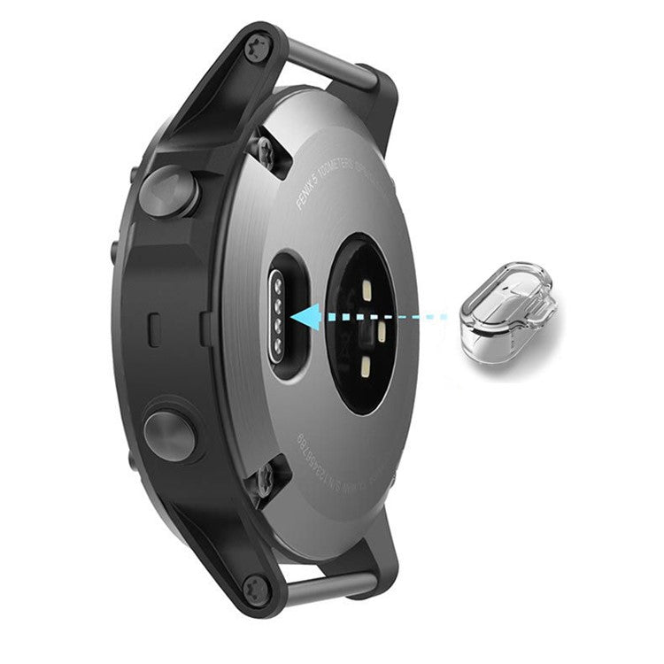 1Pc For Garmin Forerunner 955 / 255 / 255S / Vivosmart 5 Anti-Dust Plug Watch Charging Port Clear Silicone Cover - Transparent