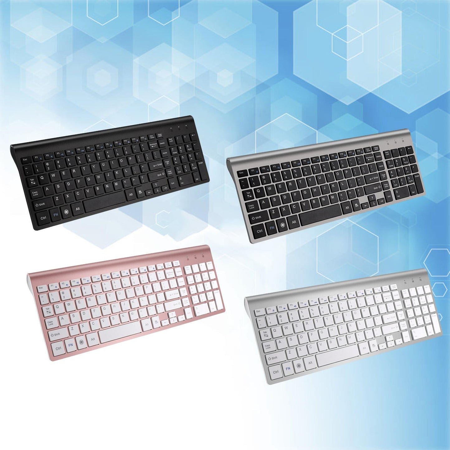Desktop Slim 2.4G Wireless Keyboard Quiet for PC Laptop Numeric Keypad Black