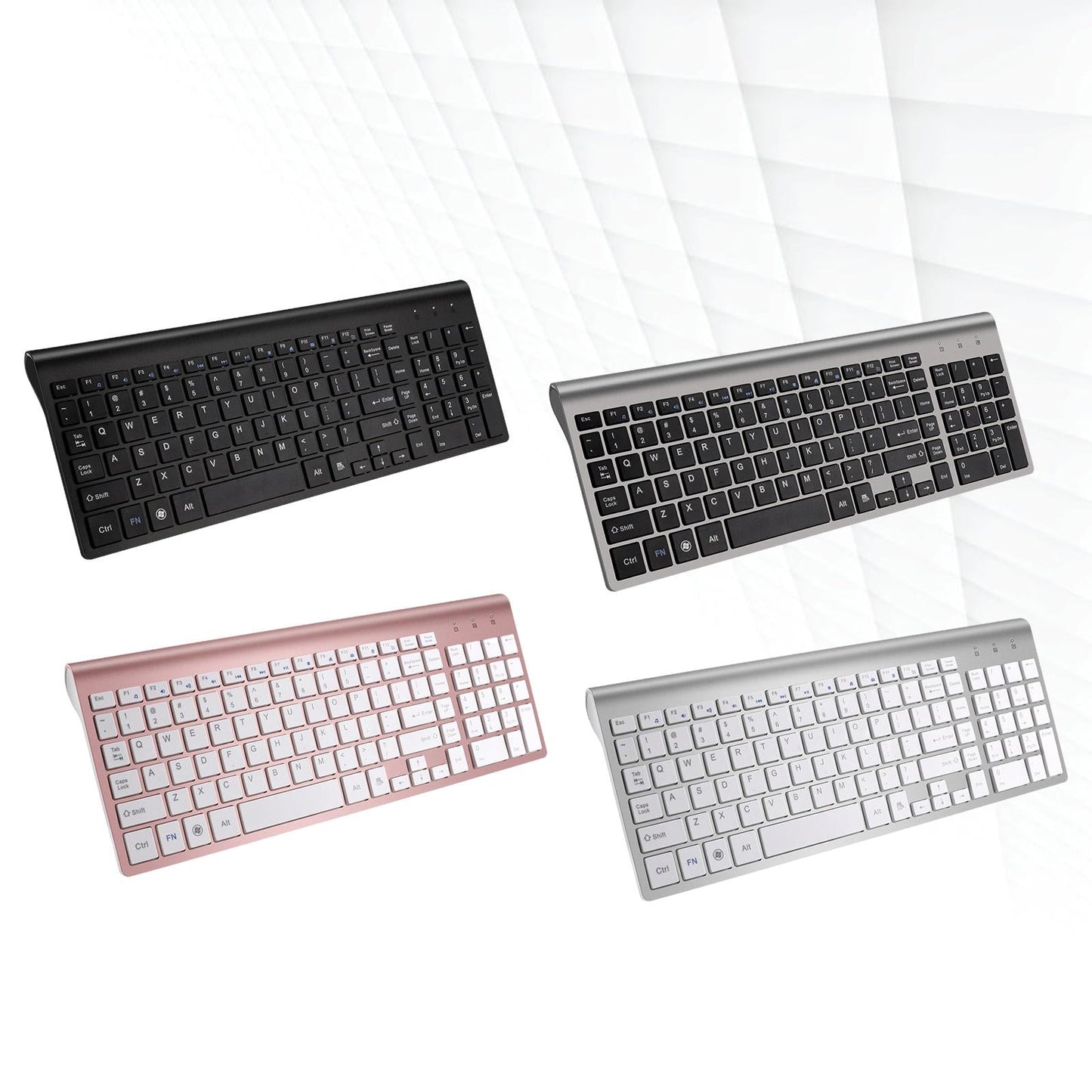 Desktop Slim 2.4G Wireless Keyboard Quiet for PC Laptop Numeric Keypad Black