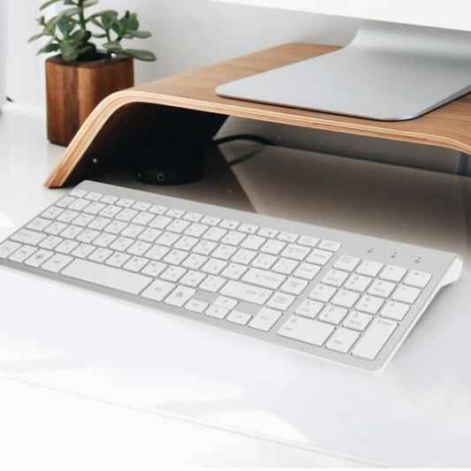 Desktop Slim 2.4G Wireless Keyboard Quiet for PC Laptop Numeric Keypad Silver White
