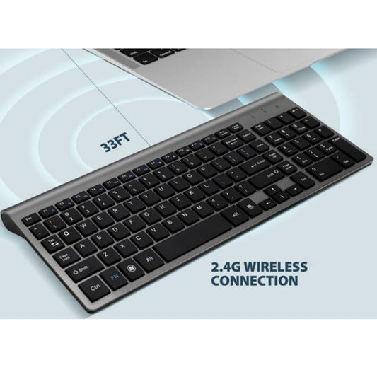 Desktop Slim 2.4G Wireless Keyboard Quiet for PC Laptop Numeric Keypad Iron Grey