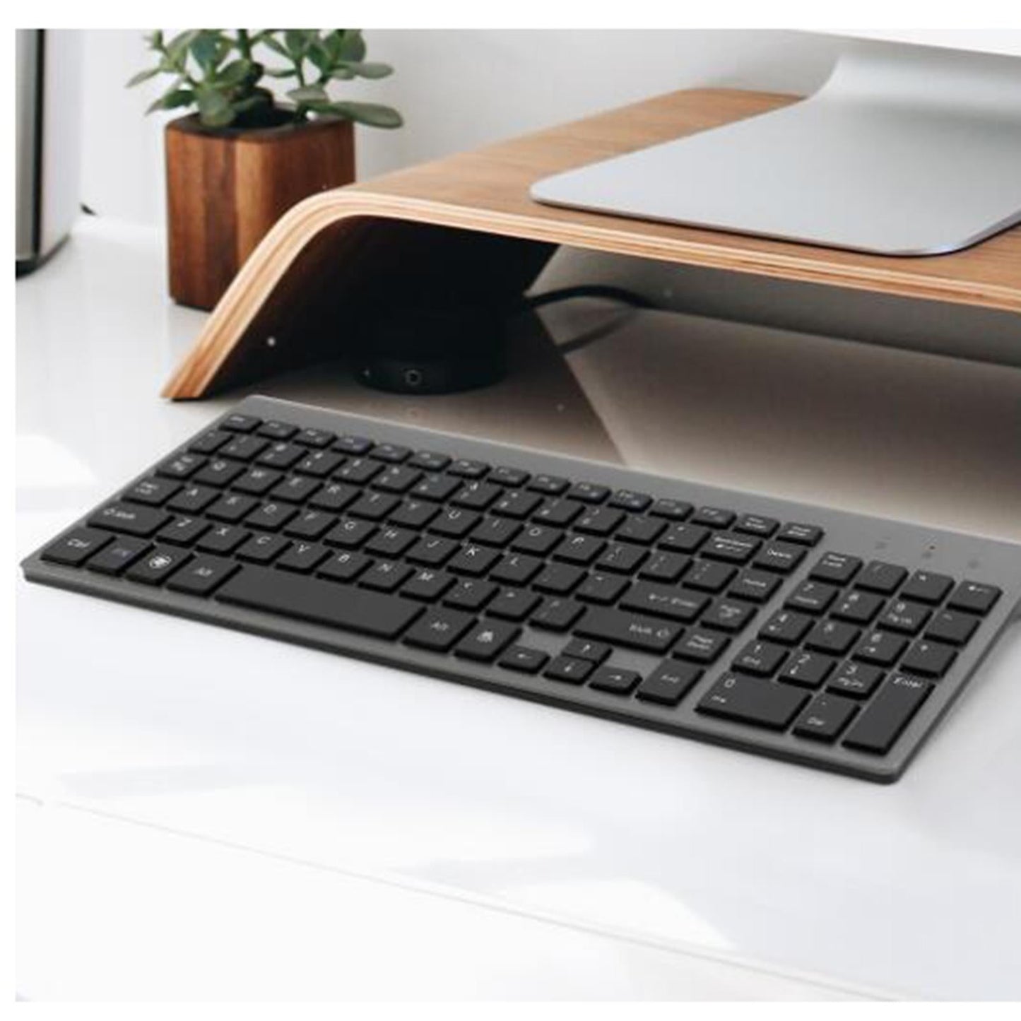 Desktop Slim 2.4G Wireless Keyboard Quiet for PC Laptop Numeric Keypad Iron Grey