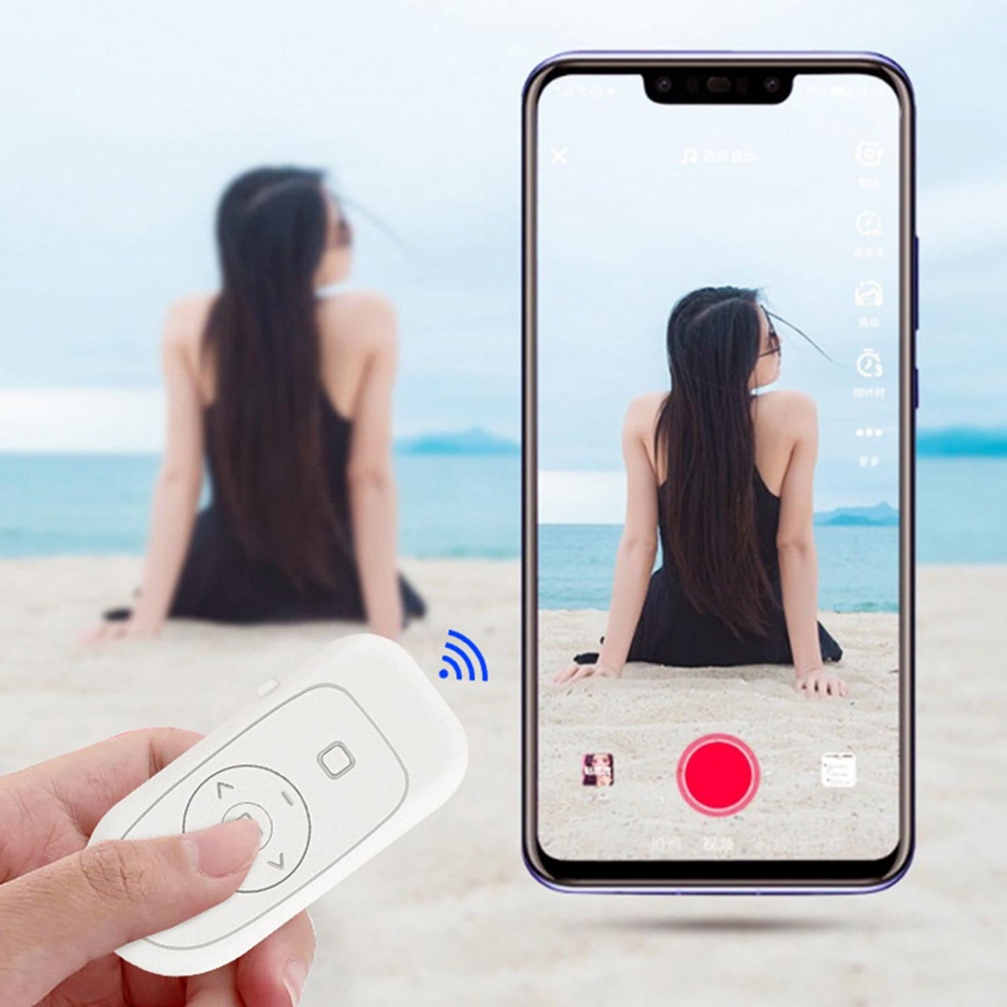 Self-timer Button Compact Style 10-15 m Range for Phone Taking Photos  Black