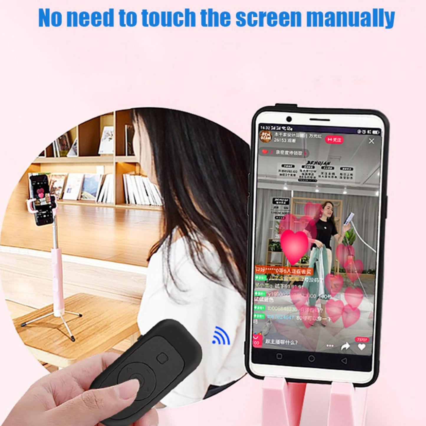 Self-timer Button Compact Style 10-15 m Range for Phone Taking Photos  Black