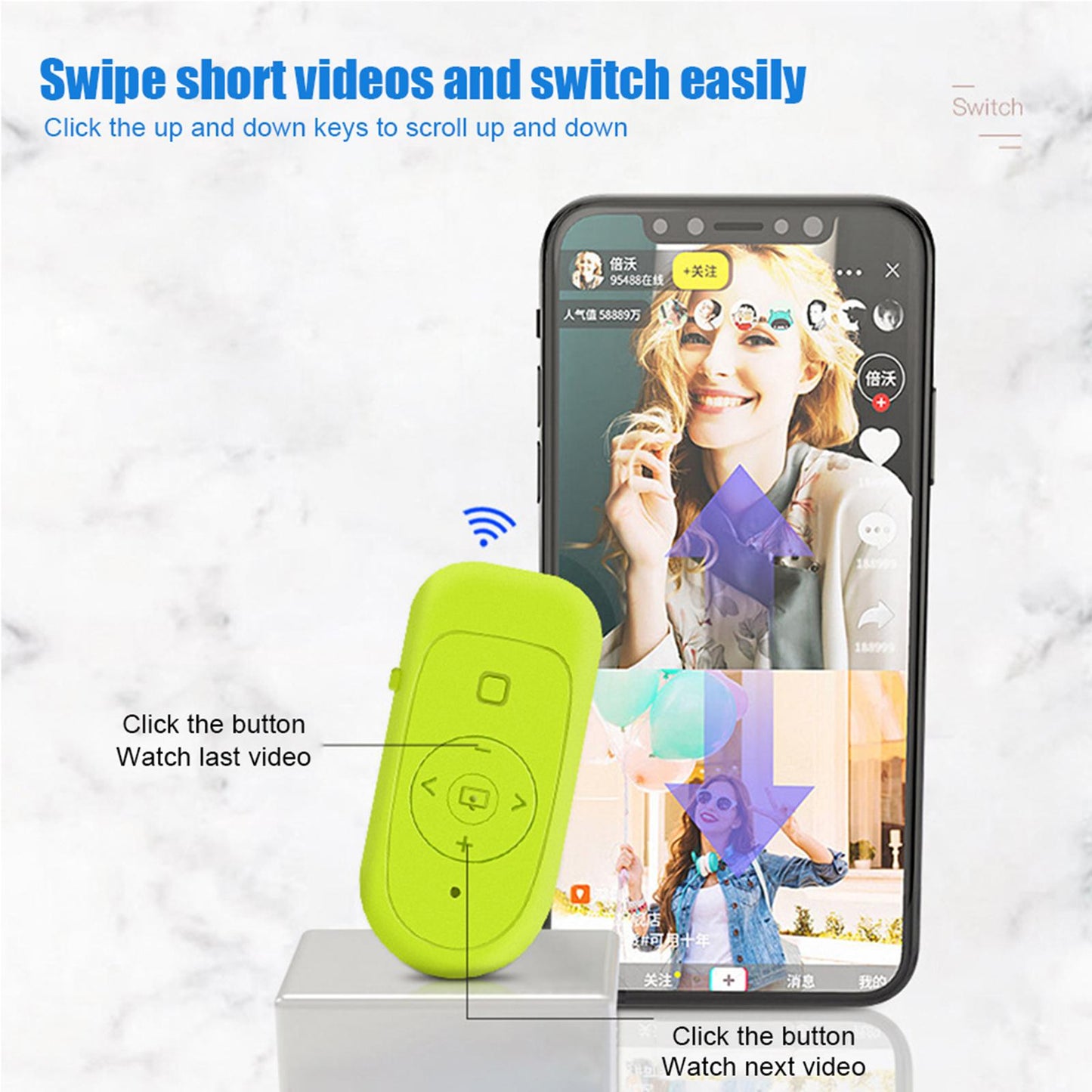 Self-timer Button Compact Style 10-15 m Range for Phone Taking Photos  White