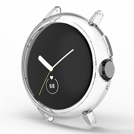 For Google Pixel Watch Hard PC Bumper Frame Cover Edge Protector with 20mm Adapter Connector - Transparent