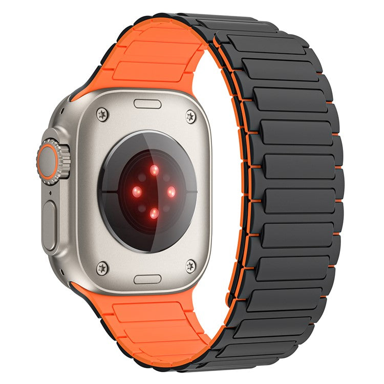 Watch Band for Apple Watch Series 10 42mm / 9 8 7 41mm / SE (2023) SE (2022) SE 6 5 4 40mm / 3 2 1 38mm Magnetic Silicone Strap - Black Orange