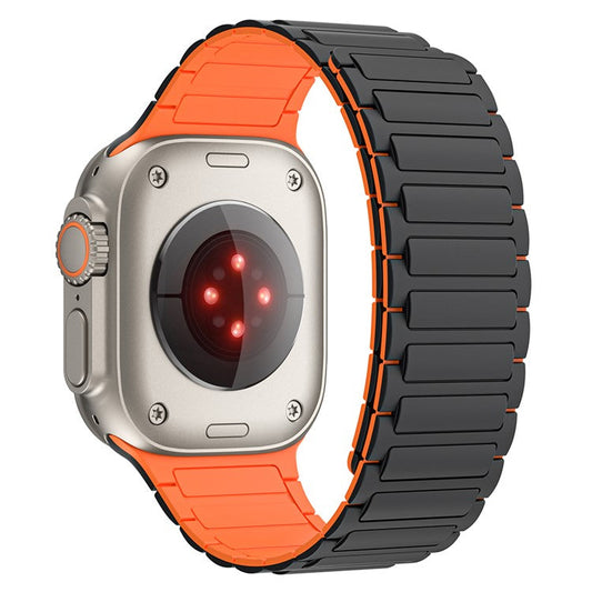 Watch Band for Apple Watch Series 10 42mm / 9 8 7 41mm / SE (2023) SE (2022) SE 6 5 4 40mm / 3 2 1 38mm Magnetic Silicone Strap - Black Orange