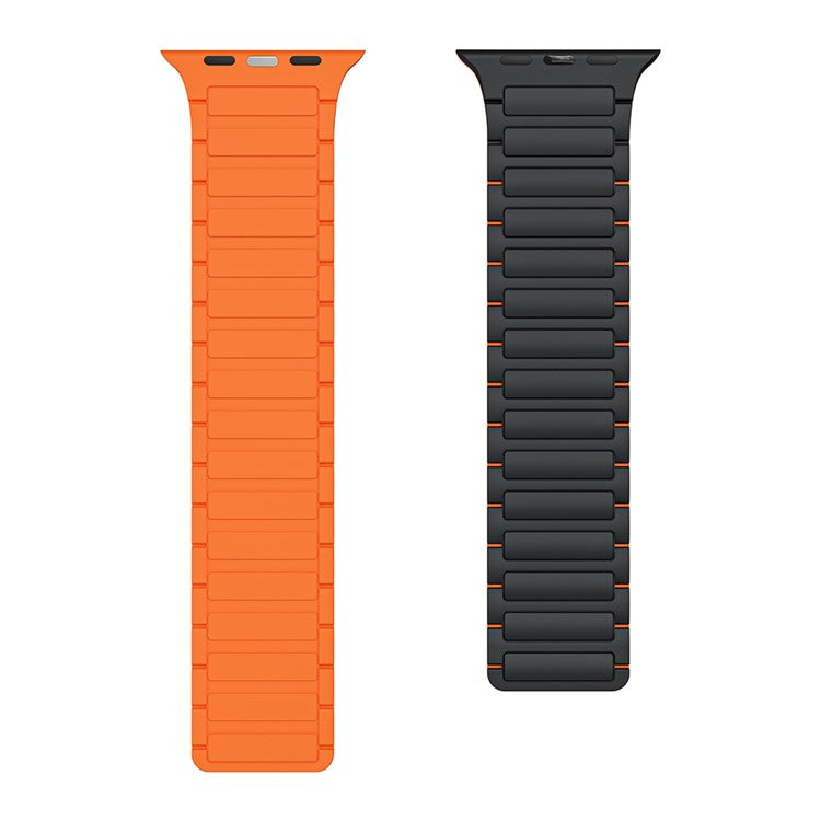 Watch Band for Apple Watch Series 10 42mm / 9 8 7 41mm / SE (2023) SE (2022) SE 6 5 4 40mm / 3 2 1 38mm Magnetic Silicone Strap - Black Orange