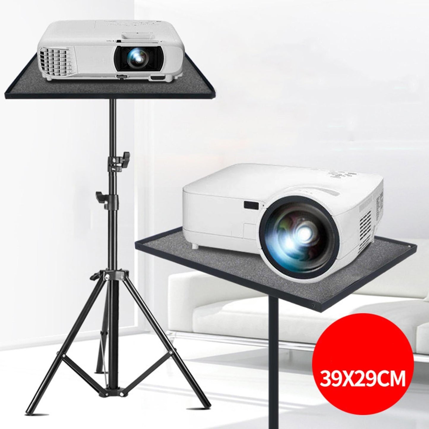 Projector Tripod Stand Foldable with Adjustable Height Computer Holder Mount Tray