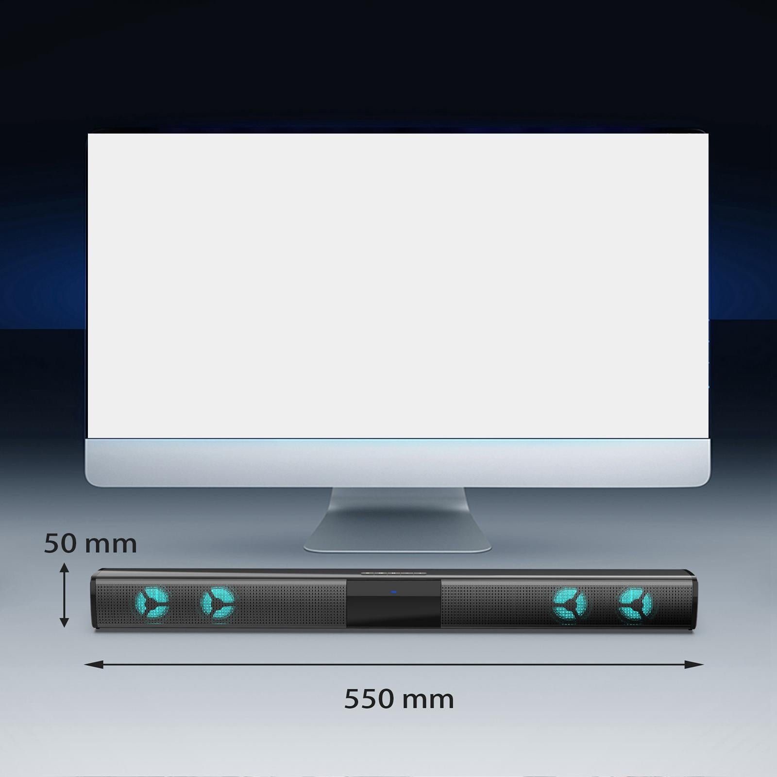 TV Sound Bar Bluetooth with 4 Speakers For PC 7 Color RGB Light Colorful Box