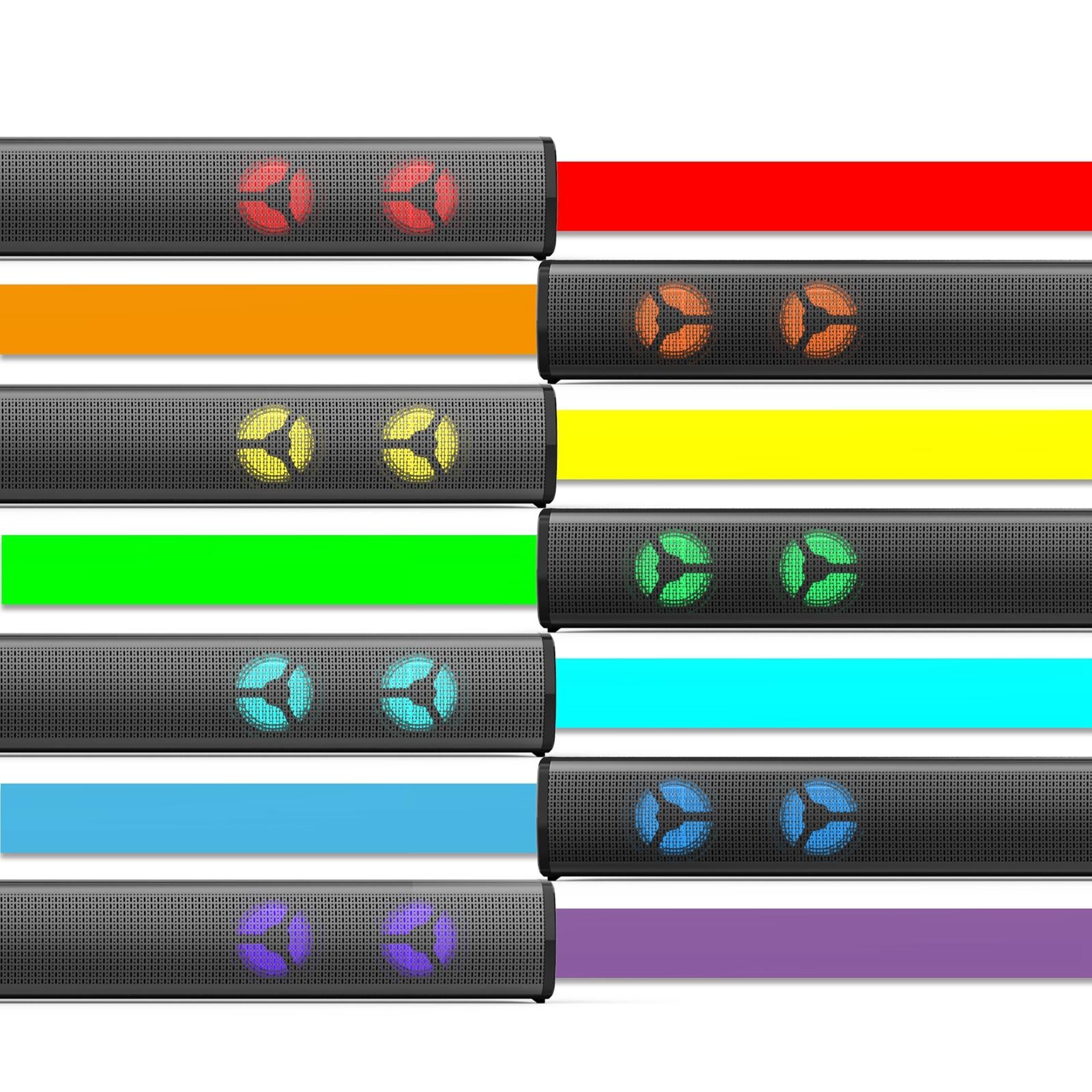 TV Sound Bar Bluetooth with 4 Speakers For PC 7 Color RGB Light Colorful Box