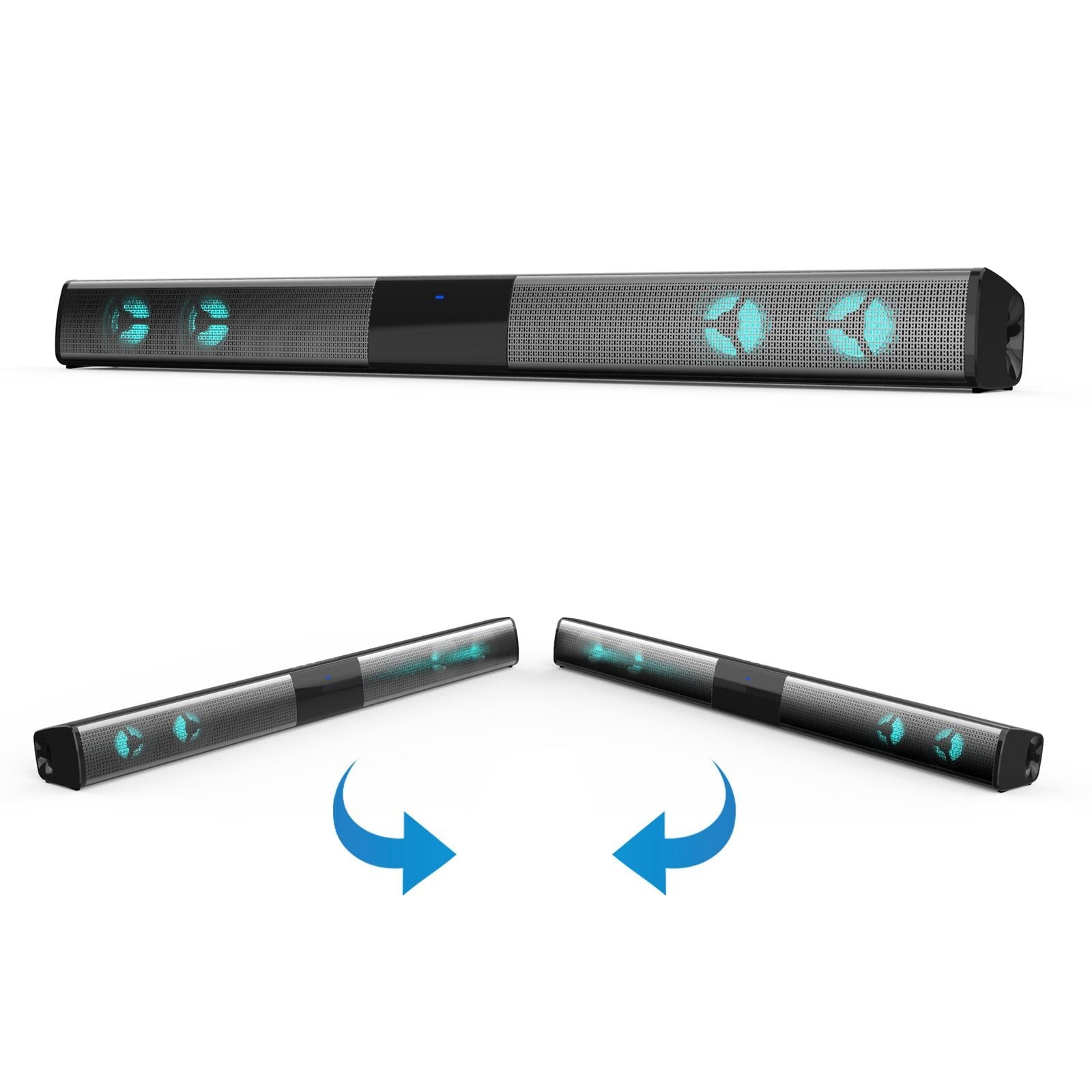 TV Sound Bar Bluetooth with 4 Speakers For PC 7 Color RGB Light Colorful Box