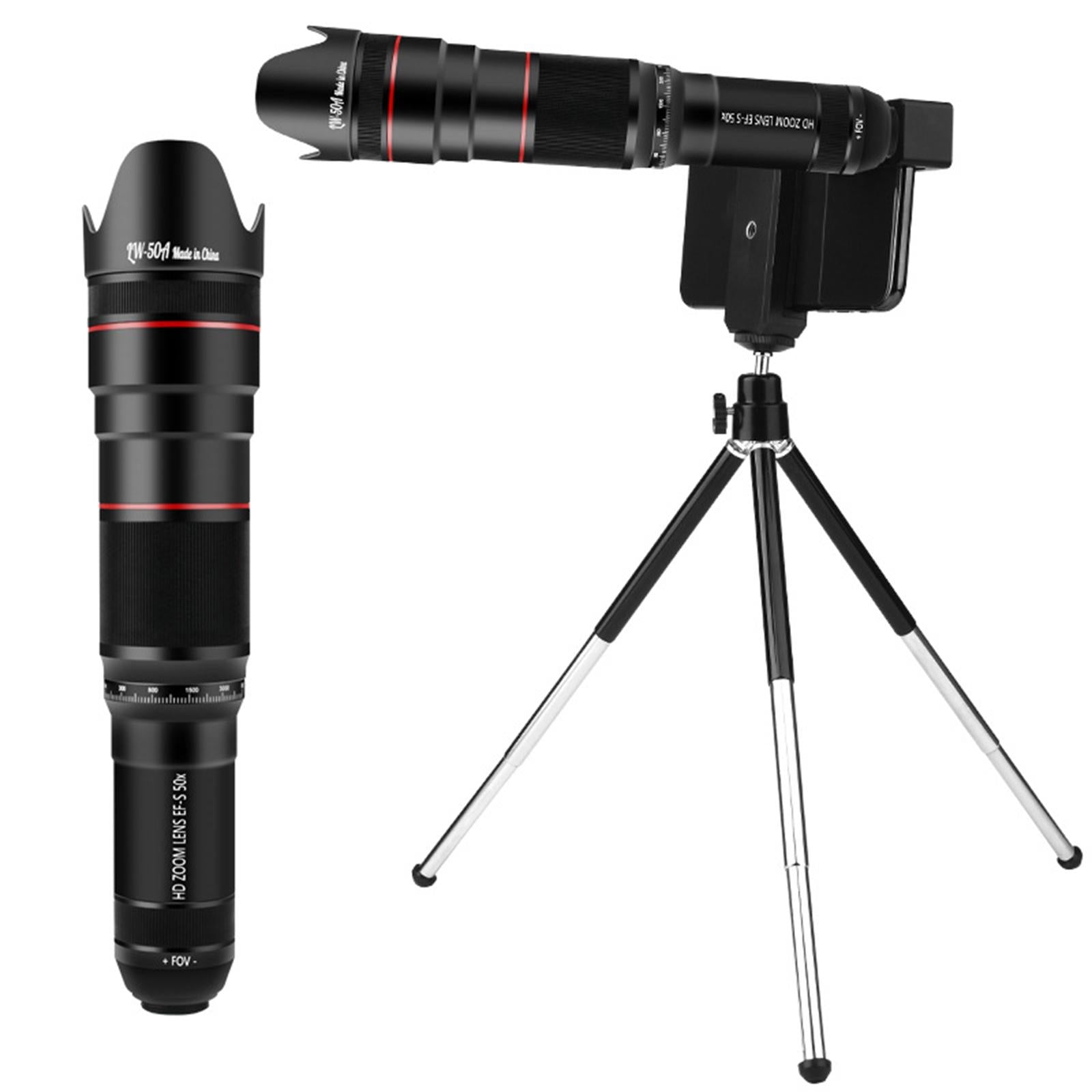 Zoom Optical HD Lens Monocular Telescope Tripod Clip for Cell Phone 50X
