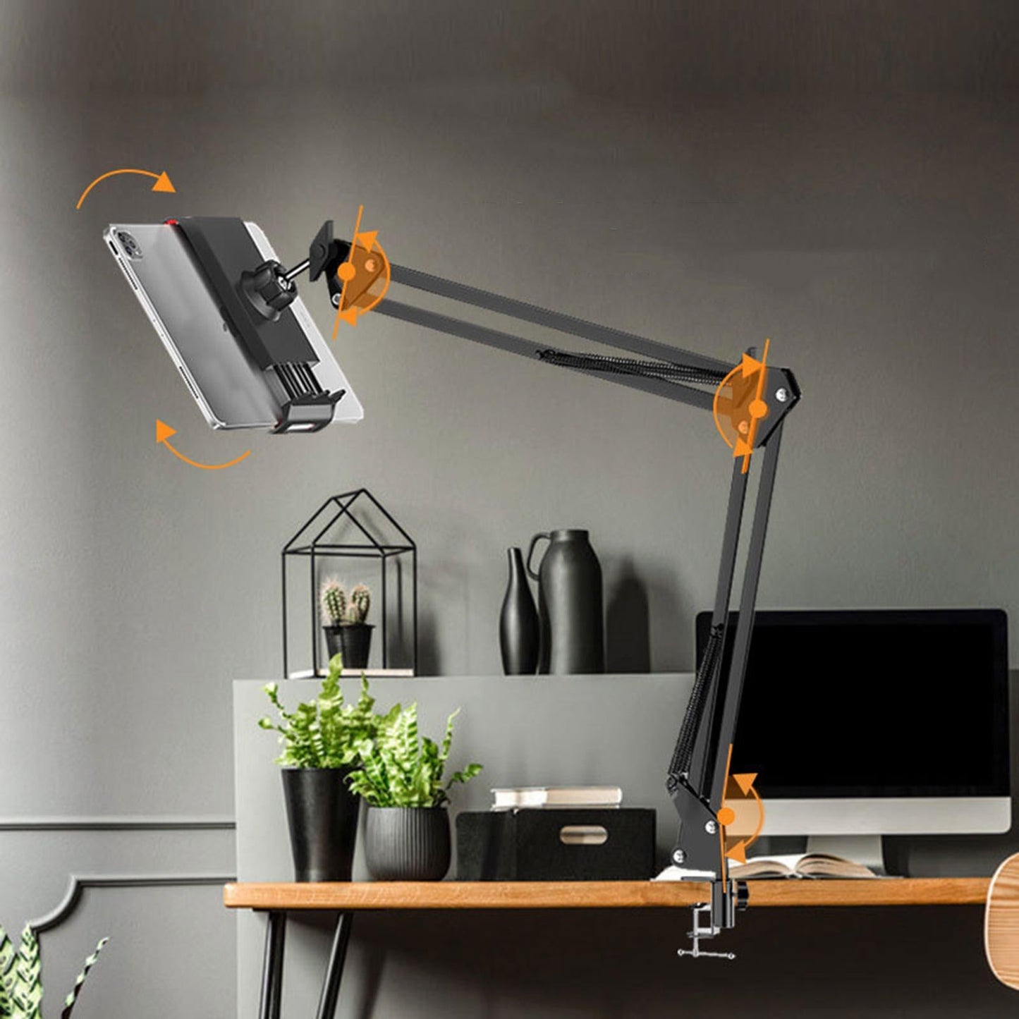 Foldable Arm Smartphone Cell Phone Holder Mount with Clamp for Tablet