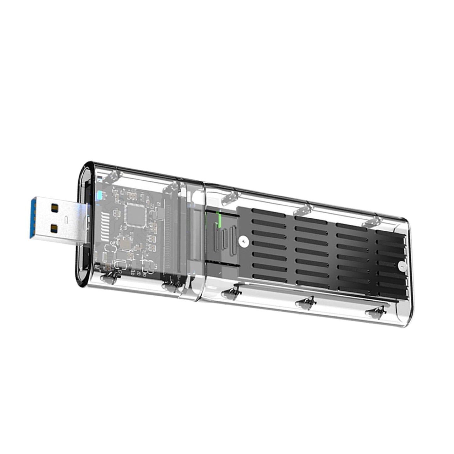 SSD to SATA 5 Gbps Hard Drive Enclosure Plug and Play External Perspective Black
