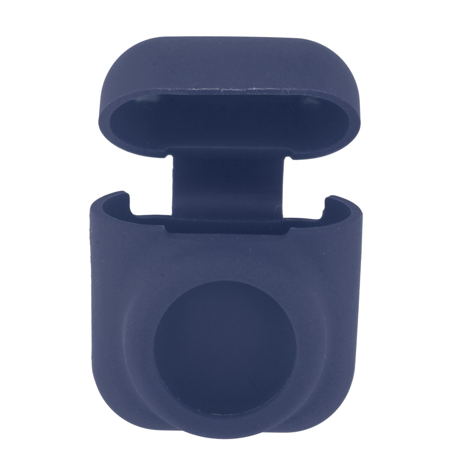 Silicone Case with Key Chain Hang Wallet Tablet Key Anti-Scratch for Airtag, Deep Blue