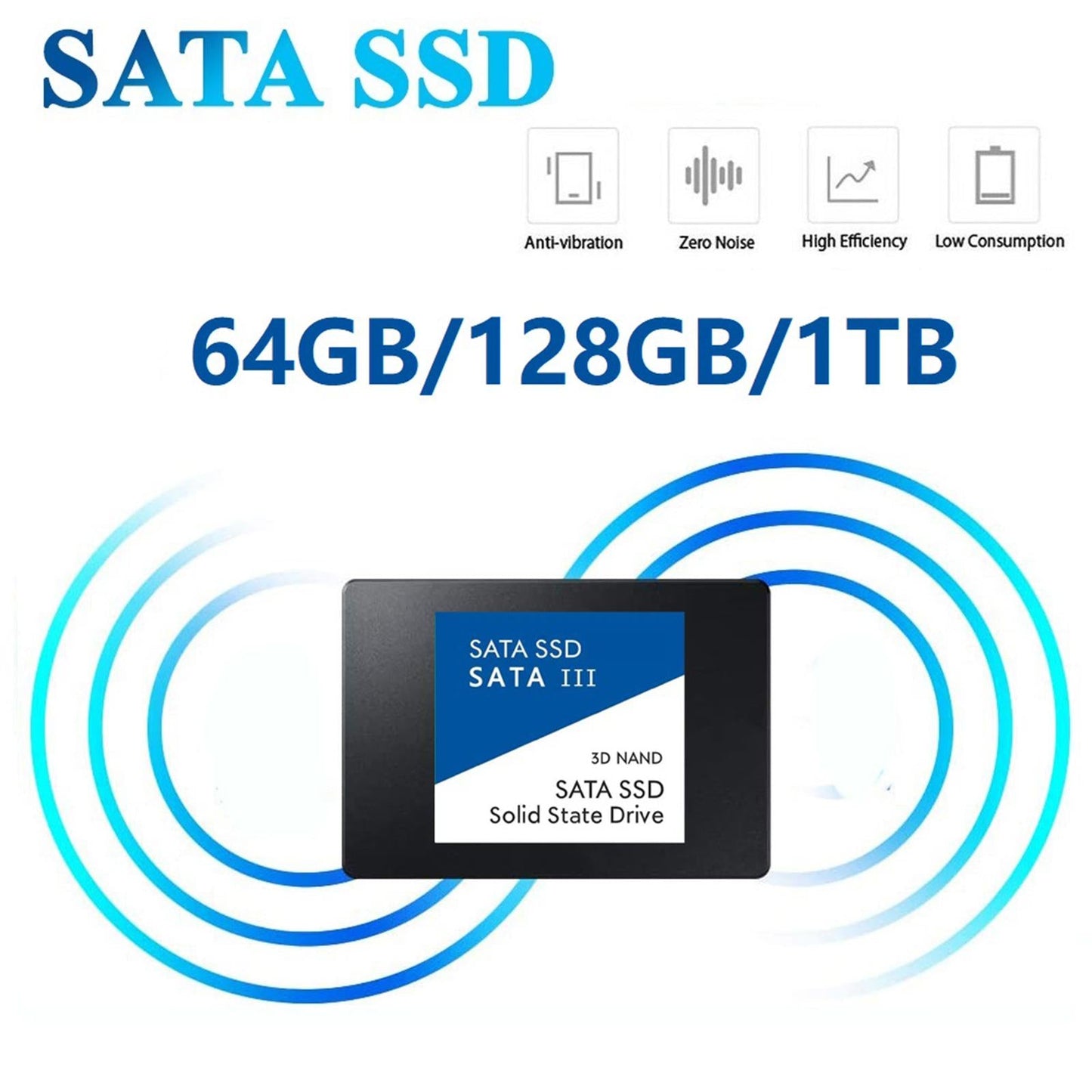 2.5 inches SATA 3.0 SSD Internal Solid State Drive for PC Laptop Blue 128GB