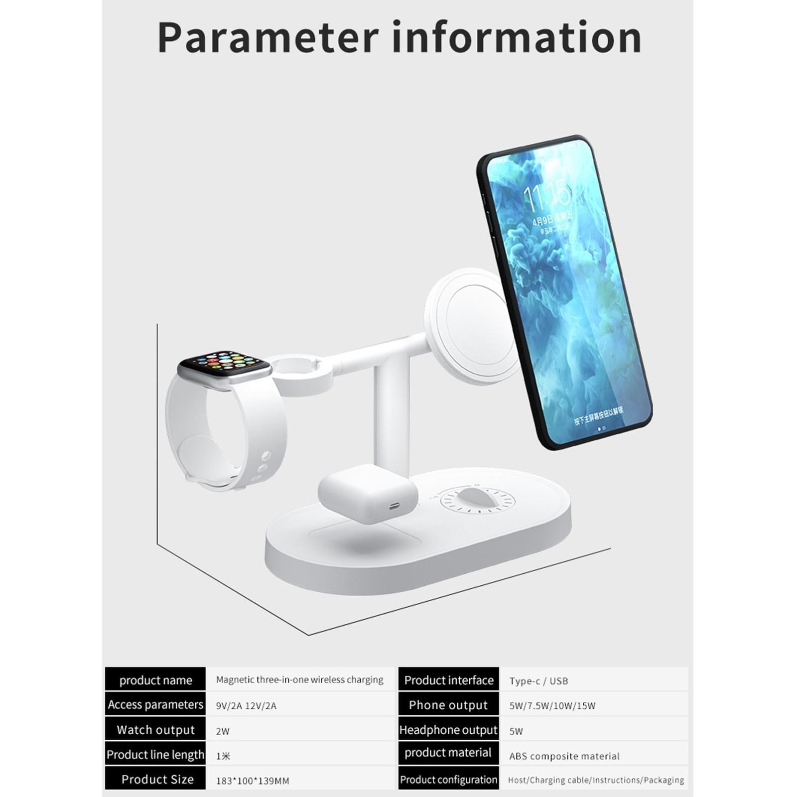 Charging Station /Stand/Dock for Apple Watch SE/6/5/4/3/2/1 iPhone12 Pro Max White