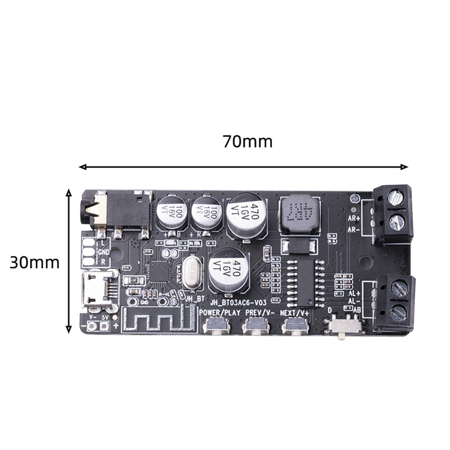 Bluetooth 5.0 Amplifier Board Mini 2x5W Easy Installation Stereo for Home Black