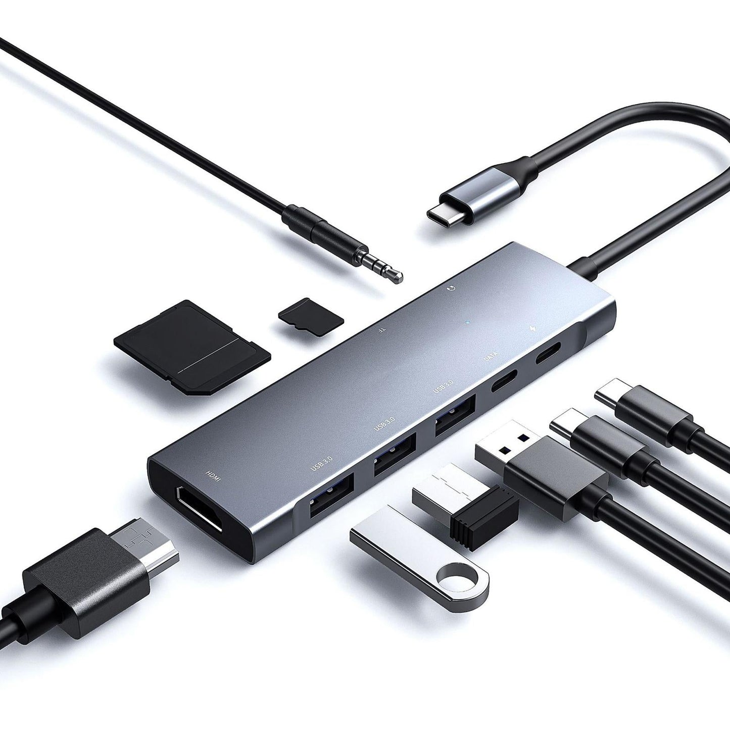 9 in 1 Type C Hub Docking Station with VGA 3 USB3.0 Ethernet for Laptops