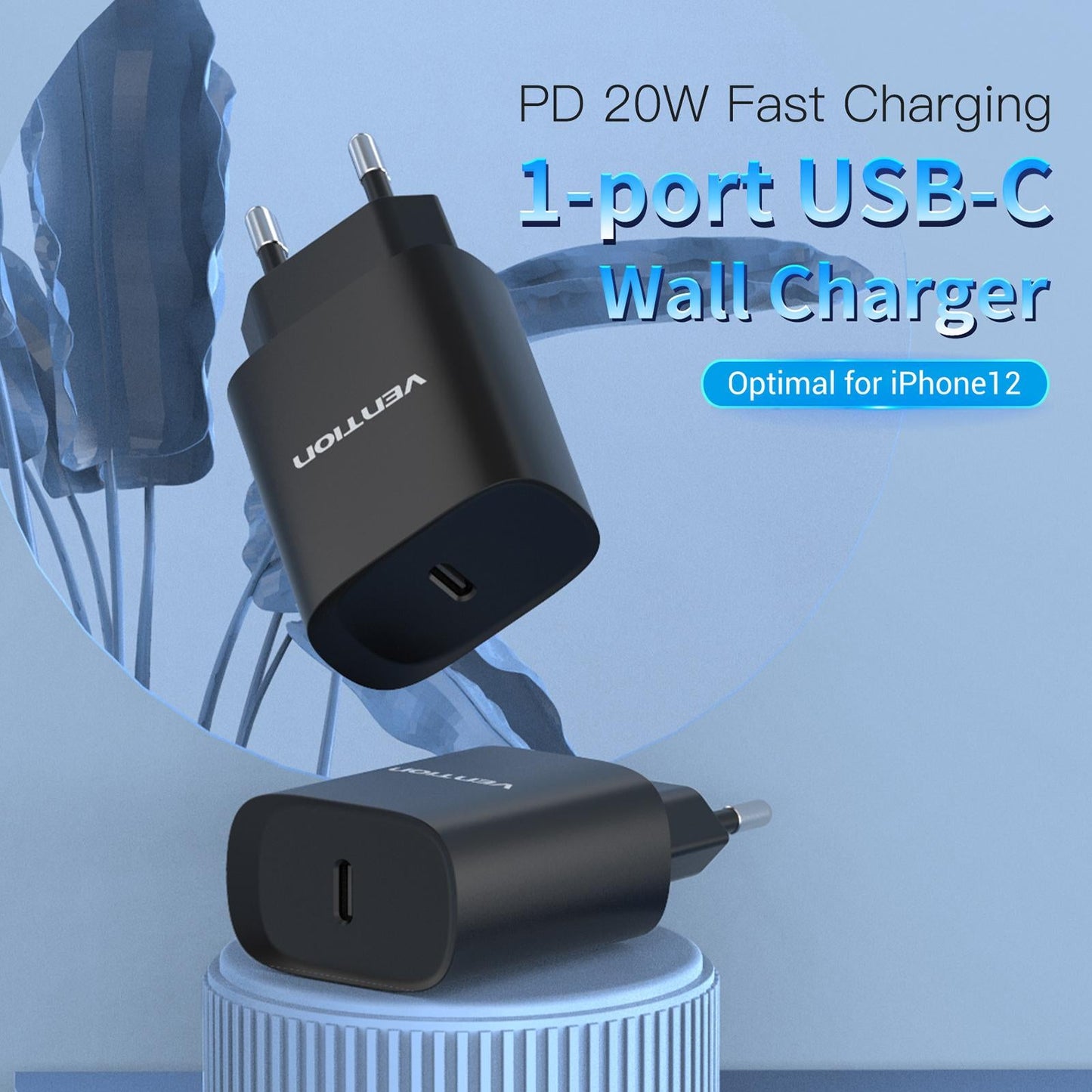 Durable Fast Charger 20W USB C Adapter Converter Replacement Equipment Black