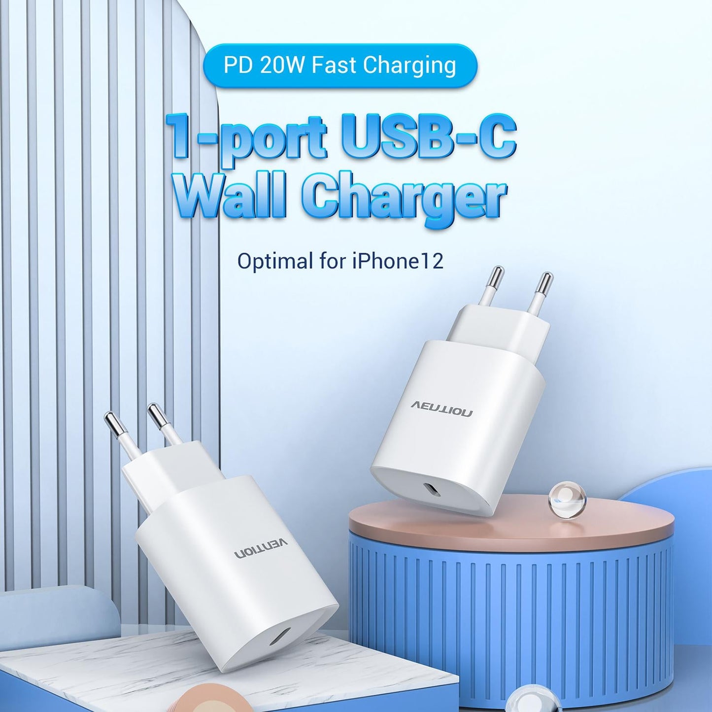 Durable Fast Charger 20W USB C Adapter Converter Replacement Equipment White