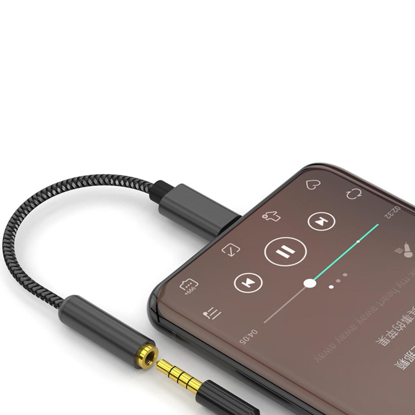 USB C to 3.5mm USB C to Mic Jack External  Audio Adapter Black